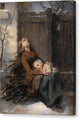 Destitute Dead Mother Holding Her Sleeping Child in Winter - Canvas Print