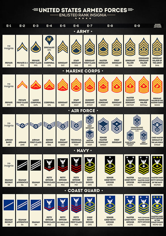 U.S. Armed Forces Enlisted Rank Insignia - Art Print – Zapista