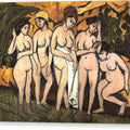 Five Bathing Women at a Lake - Canvas Print