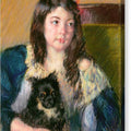 Francoise, Holding a Little Dog, Looking Far to the Right - Canvas Print