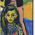 Franzi in front of carved chair - Canvas Print