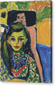 Franzi in front of carved chair - Canvas Print