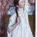 Girl Arranging Her Hair - Canvas Print