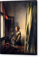 Girl Reading a Letter at an Open Window - Canvas Print