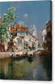 Gondolas On A Venetian Canal, Santa Maria Della Salute In The Distance - Canvas Print