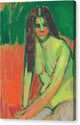 Half-Nude Figure With Long Hair Sitting Bent - Canvas Print