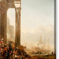 Harbour with Antique Ruins - Canvas Print