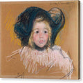 Head of Simone in a Green Bonnet with Wavy Brim - Canvas Print