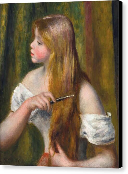 Jeune fille se peignant - Canvas Print
