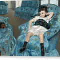 Little Girl in a Blue Armchair - Canvas Print