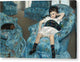 Little Girl in a Blue Armchair - Canvas Print
