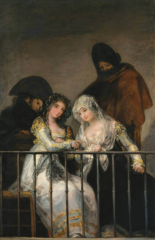 Majas on a Balcony by Francisco Goya - Art Print - Zapista