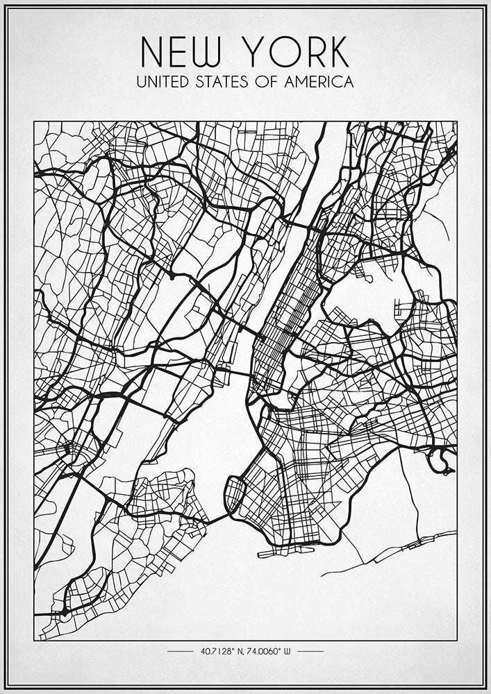 New York City Street Map - Art Print - Zapista