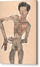Nude Self-Portrait, Grimacing - Canvas Print