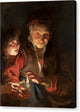 Old Woman and Boy with Candles - Canvas Print