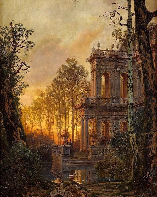 Roman villa at Sunset by Ferdinand Knab - Art Print - Zapista