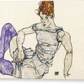 Seated Woman In Violet Stockings - Canvas Print