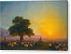 Shepherds With Their Flock At Sunset - Canvas Print