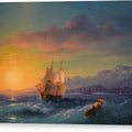 Ship at Sunset off Cap Martin - Canvas Print