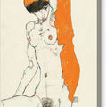 Standing Nude with Orange Drapery - Canvas Print