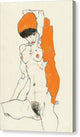 Standing Nude with Orange Drapery - Canvas Print