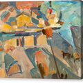 Street Scene near a Harbor - Canvas Print