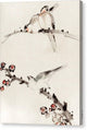 Three Birds Perched on Branches - Canvas Print