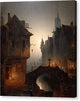 Townscape by Night with Procession - Canvas Print