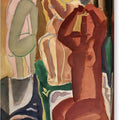 Two Bathing Women and a Bridge Figure - Canvas Print