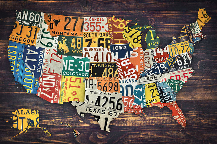 License Plate Map Of The United States - Art Print - Zapista