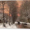 Winter Landscape with Sunset - Canvas Print