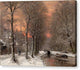 Winter Landscape with Sunset - Canvas Print
