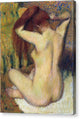 Woman Combing Her Hair - Canvas Print