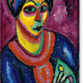 Woman With a Green Fan - Canvas Print