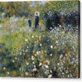 Woman with a Parasol in a Garden - Canvas Print