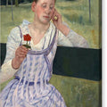 Woman with a Red Zinnia - Canvas Print