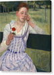 Woman with a Red Zinnia - Canvas Print