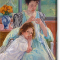 Young Mother Sewing - Canvas Print