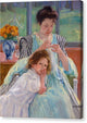 Young Mother Sewing - Canvas Print