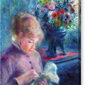 Young Woman Sewing - Canvas Print
