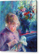 Young Woman Sewing - Canvas Print