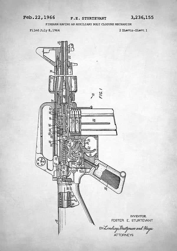 M-16 Rifle Patent - Art Print - Zapista