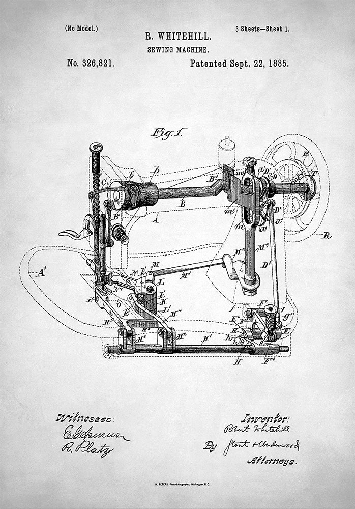 Sewing Machine Patent - Art Print - Zapista