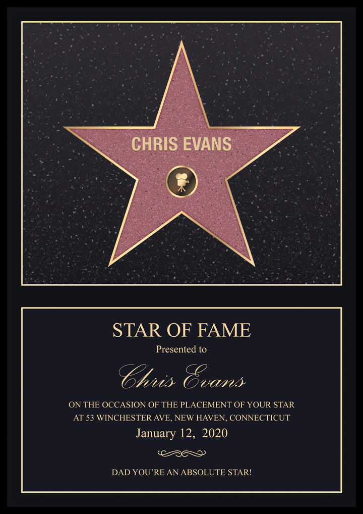 PERSONALISED STAR OF FAME PRINT - Zapista