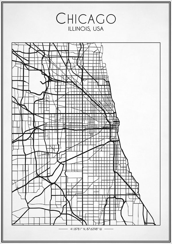 Chicago City Street Map - Art Print - Zapista