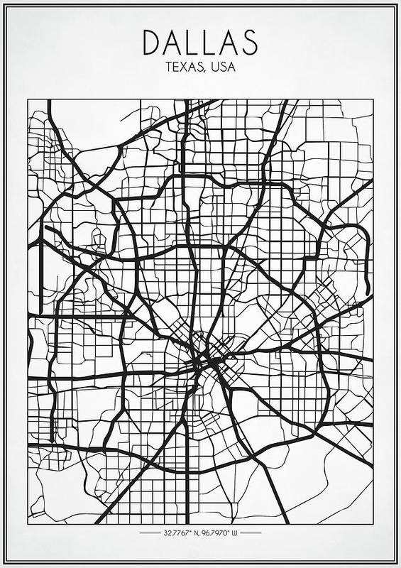 Dallas Street Map - Art Print
