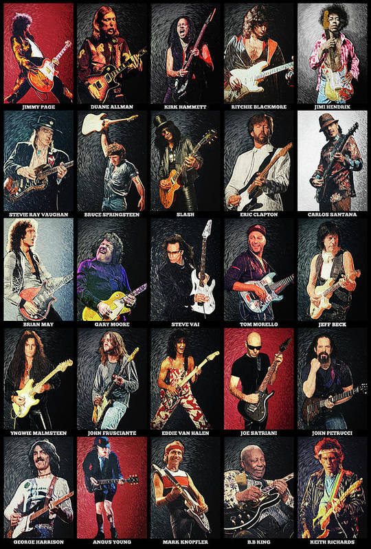 Greatest Guitarists Of All Time - Art Print