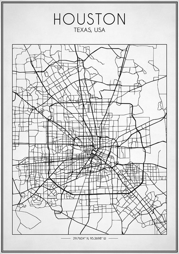 Houston Street Map - Art Print - Zapista