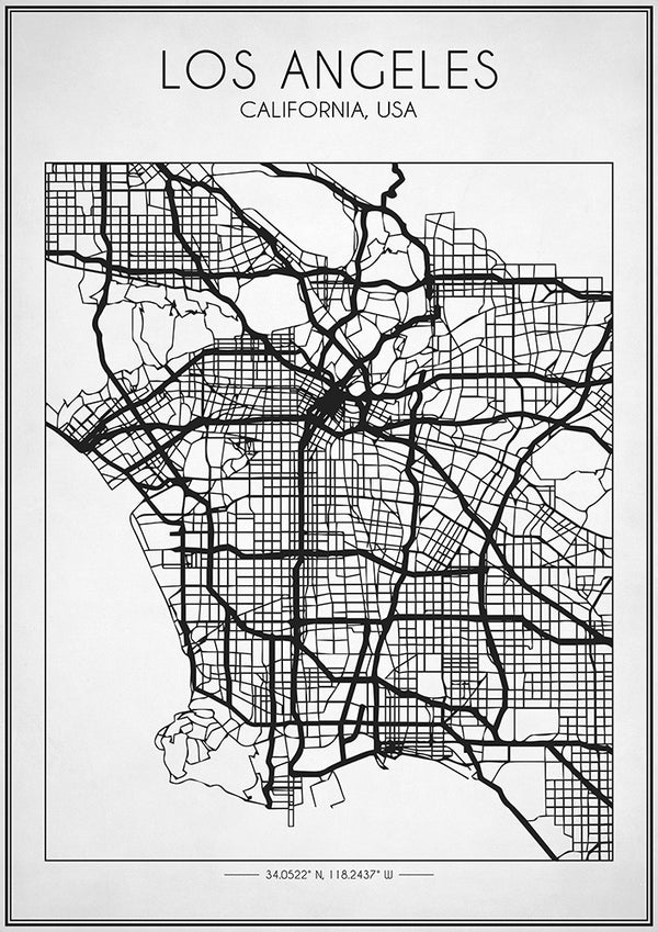 Los Angeles Street Map - Art Print - Zapista
