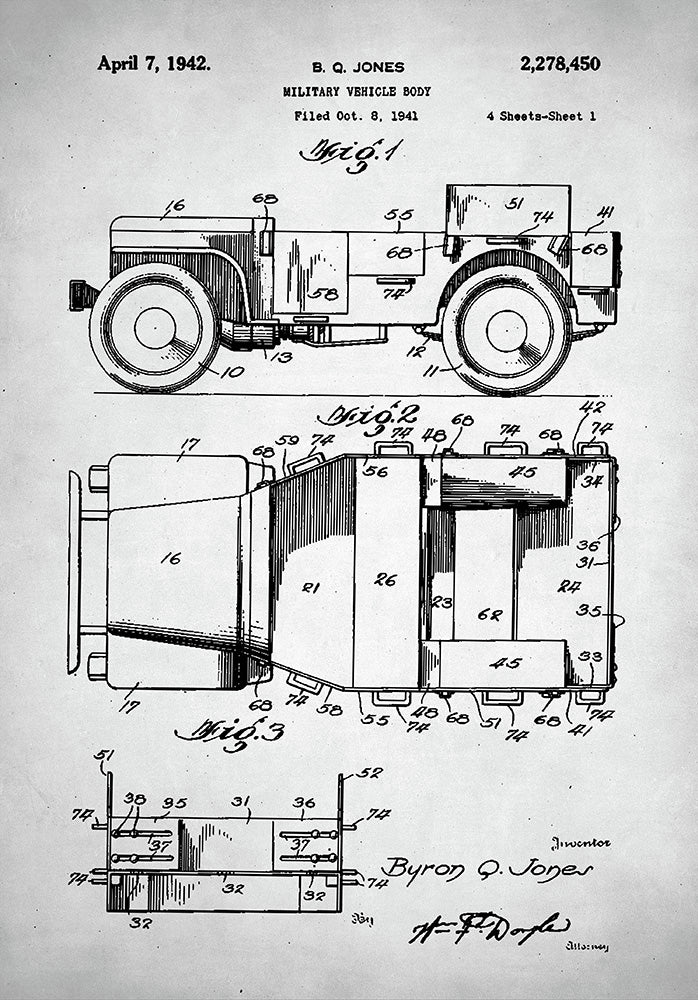 Military Vehicle Patent - Art Print - Zapista